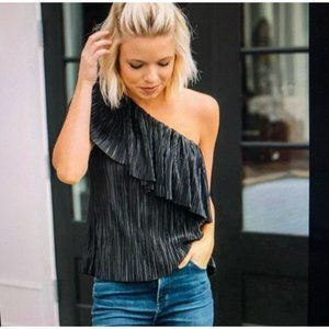 BB DAKOTA Out on the Town Black Accordion Top Sz XS NEW